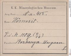 Etiketten zu Hörnesit (NHMW-MIN-Aa415)